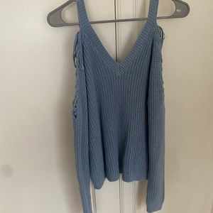 Blue Open-Shouldered sweater